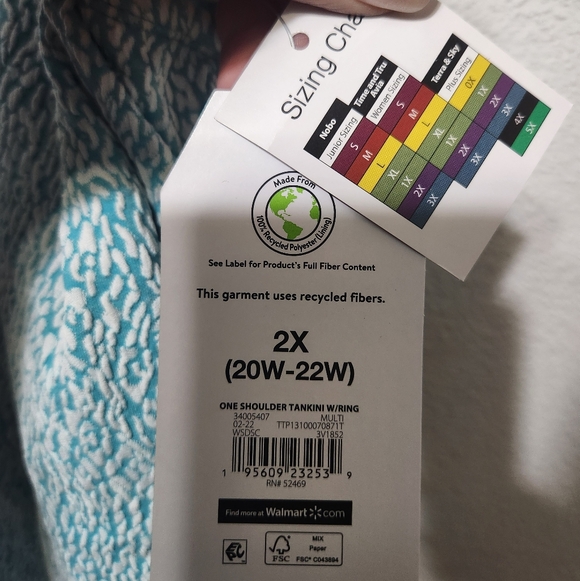 Time and Tru Aqua Patterned Cami with Ring Strap Detail - Picture 4 of 4